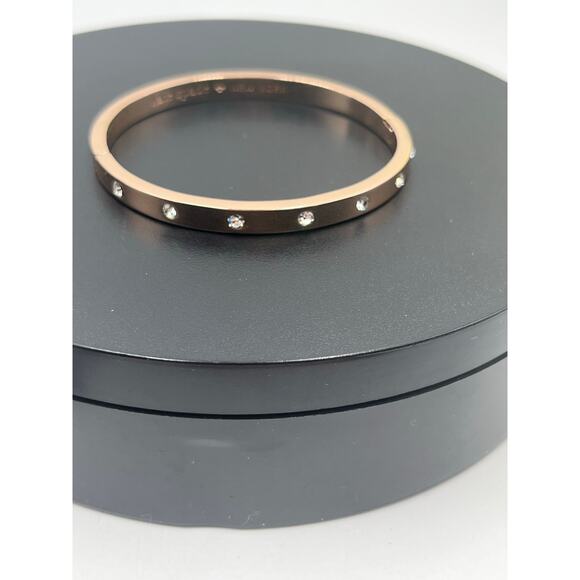 Kate Spade NY Set in Stone Metal  Crystal Hinged Bangle Bracelet - Picture 3 of 14